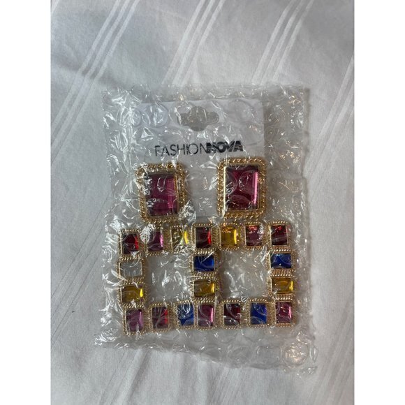 Luxurious Gemstone Earrings - Gold/Multi - Picture 3 of 5